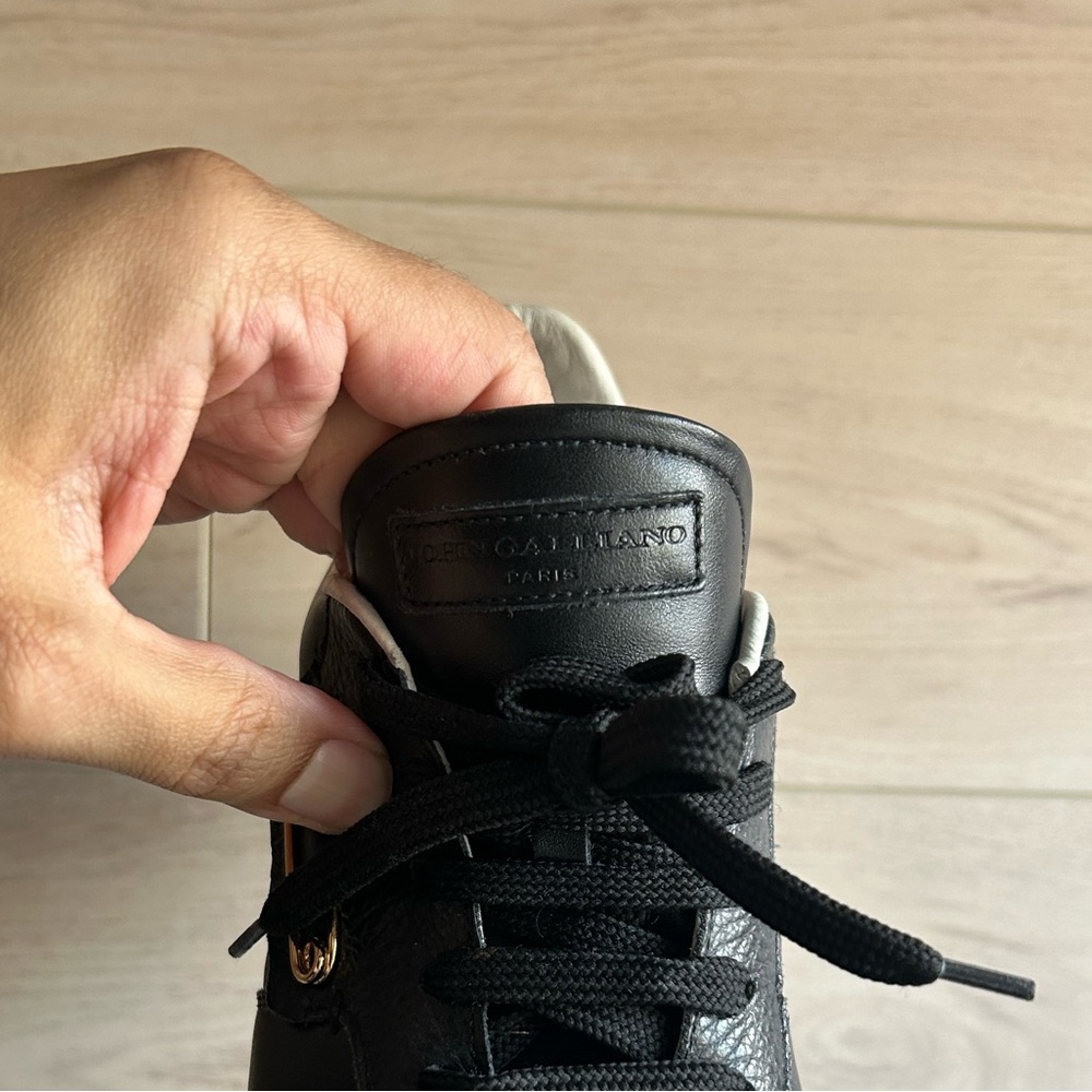 John Galliano Black Leather Sneakers Size 9.5 - Picture 7 of 11